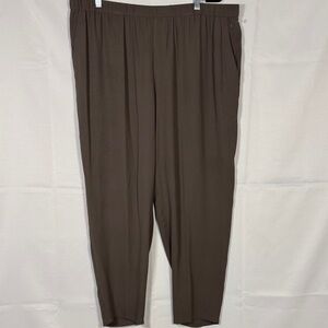 Eileen Fisher Silk elastic waist light Brown espresso Pants with pockets NWOT